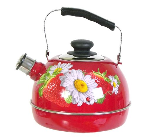 Kettle 2.5l ??04/25/01/05 (movable handle) - burgundy "Strawberry with chamomile" (decor - stainless steel)